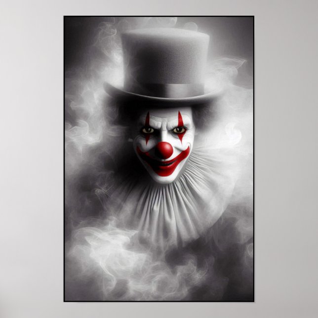 Disturbed Vintage Clown With a Sinister Smile  Poster (Front)