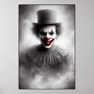 Disturbed Vintage Clown With a Sinister Smile Poster