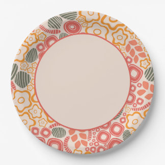 Disty Flowers On A Peach Background|Paper Plates