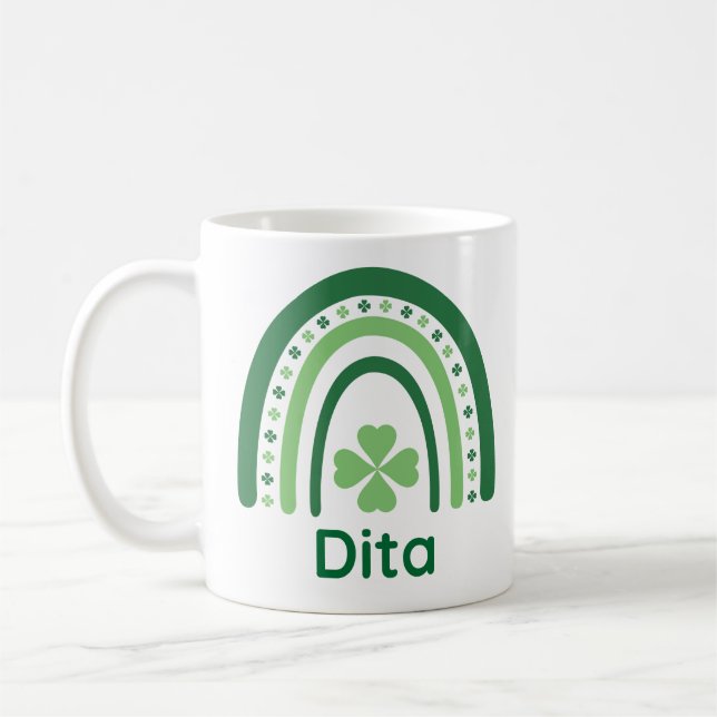 Dita Name Clover Boho Rainbow Coffee Mug (Left)