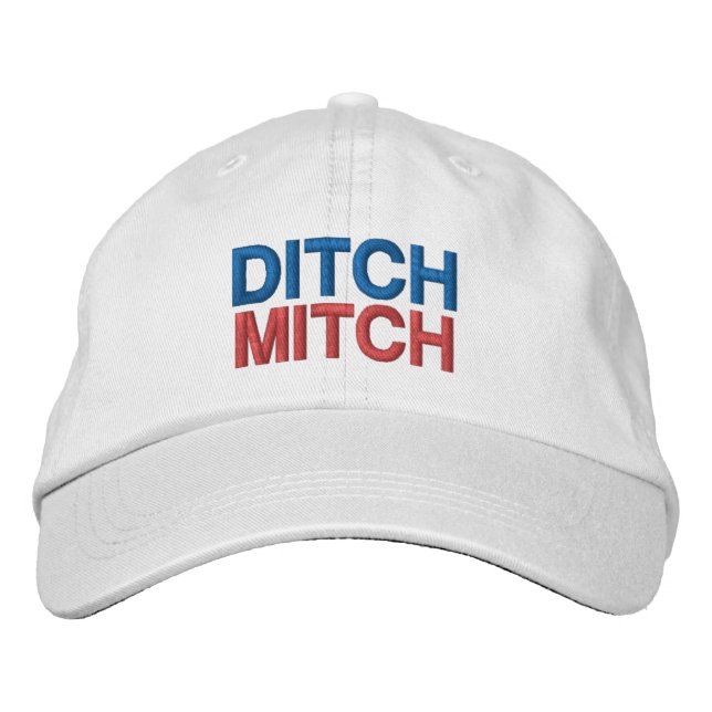 Ditch Mitch red white blue modern typography funny Embroidered Hat (Front)