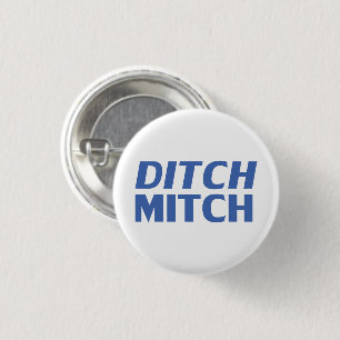 Ditch Mitch white blue modern typography funny 3 Cm Round Badge