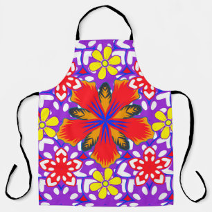 Ditsy cute floral seamless pattern in white, red a apron