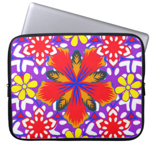 Ditsy cute floral seamless pattern in white, red a laptop sleeve