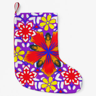 Ditsy cute floral seamless pattern in white, red a small christmas stocking