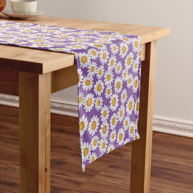 Ditsy daisy flowers short table runner (In Situ)