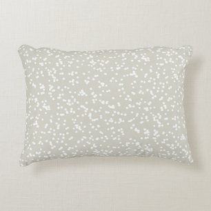 Ditsy Dots Pattern - White on Beige/Greige Decorative Cushion