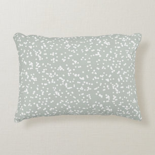 Ditsy Dots Pattern - White on Gray Green Decorative Cushion