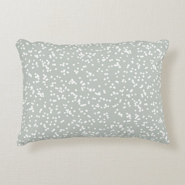 Ditsy Dots Pattern - White on Gray Green Decorative Cushion (Front)