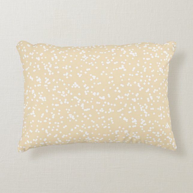 Ditsy Dots Pattern - White on Pale Yellow Decorative Cushion (Front)