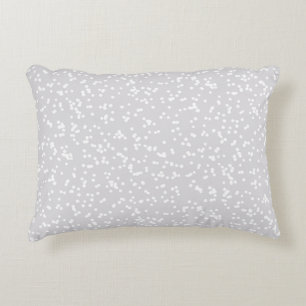 Ditsy Dots Pattern - White on Silver-Gray Decorative Cushion