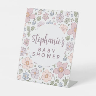 Ditsy Floral Baby Shower Pedestal Sign