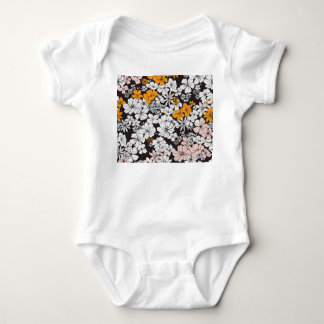 Ditsy Floral: Colourful Dark Background. Baby Bodysuit