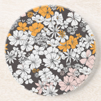 Ditsy Floral: Colourful Dark Background. Coaster