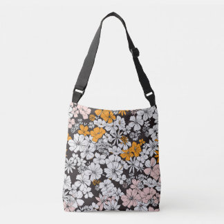 Ditsy Floral: Colourful Dark Background. Crossbody Bag