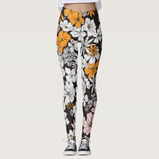 Ditsy Floral: Colourful Dark Background. Leggings
