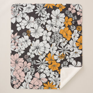 Ditsy Floral: Colourful Dark Background. Sherpa Blanket