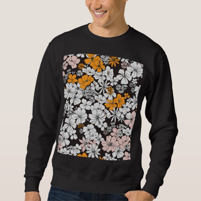 Ditsy Floral: Colourful Dark Background. Sweatshirt (Front)