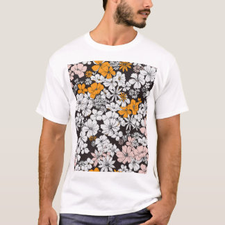 Ditsy Floral: Colourful Dark Background. T-Shirt