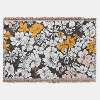 Ditsy Floral: Colourful Dark Background. Throw Blanket