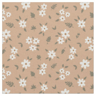 Ditsy Floral Cottagecore Boho Wildflower Tan Brown Fabric