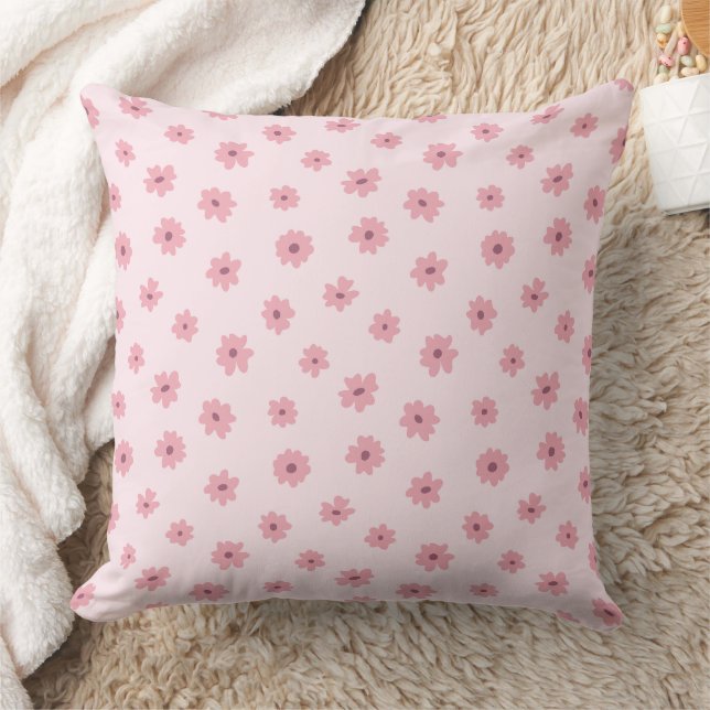Ditsy Floral Dainty Tiny Girly Spring Summer Pink Cushion (Blanket)