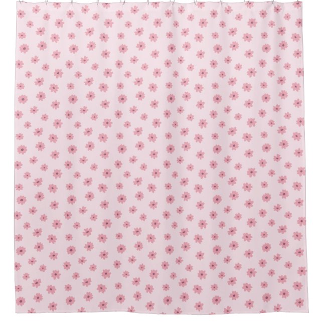 Ditsy Floral Dainty Tiny Girly Spring Summer Pink Shower Curtain (Front)