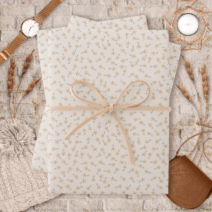 Ditsy Floral - Earthtone rustic on white cement Wrapping Paper Sheet