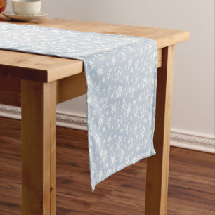 Ditsy Floral Pattern Coastal Cottagecore Pale Blue Short Table Runner