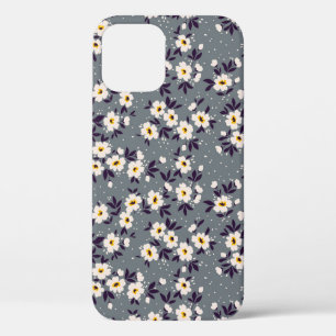 Ditsy Floral: Vintage Grey Background iPhone 12 Case