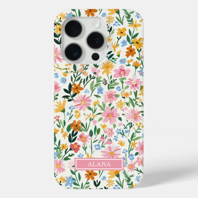Ditsy Flower Garden Monogrammed Case-Mate iPhone Case (Back)