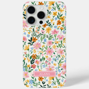 Ditsy Flower Garden Monogrammed iPhone 15 Pro Max Case