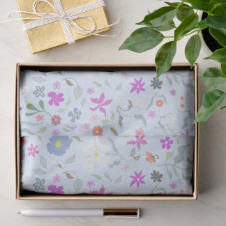 Ditsy Flowers Illustrated Pale Blue Tissue Paper