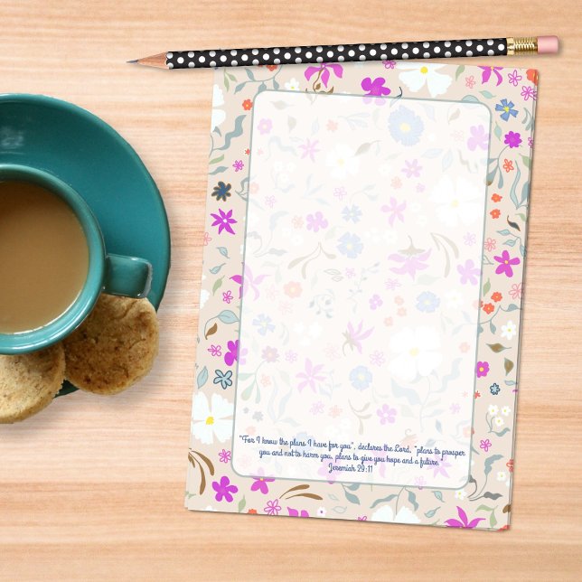 Ditsy Flowers Pattern Hand-illustrated Scripture Post-it Notes (Creator Uploaded)