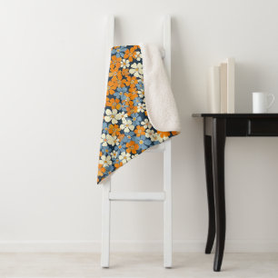 Ditsy Flowers Pattern Sherpa Blanket