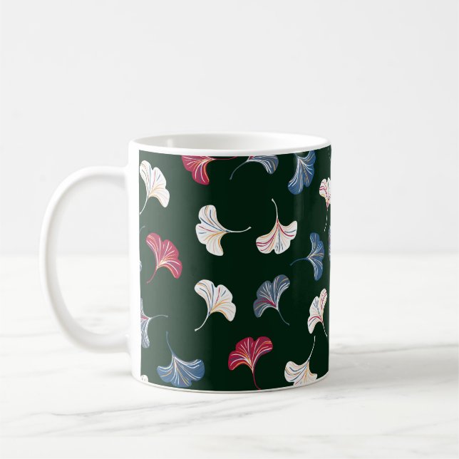 Ditsy Ginkgo: Dark Autumn Seamless. Coffee Mug (Left)