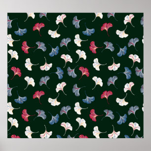 Ditsy Ginkgo: Dark Autumn Seamless. Poster