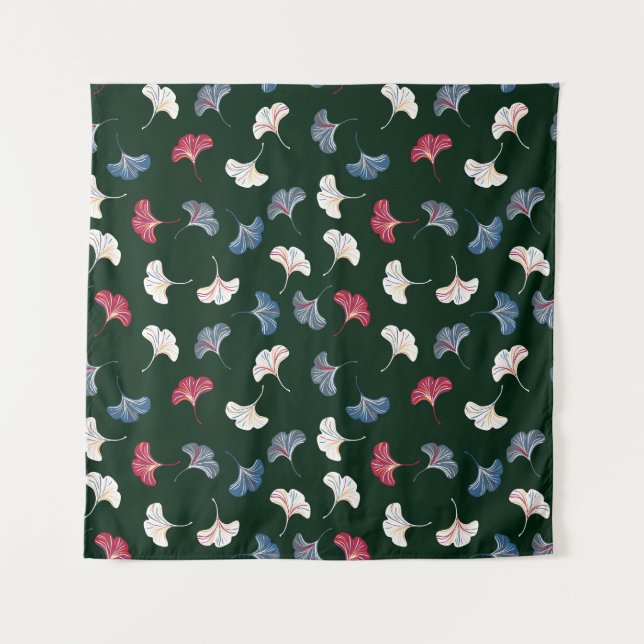 Ditsy Ginkgo: Dark Autumn Seamless. Tapestry (Front)