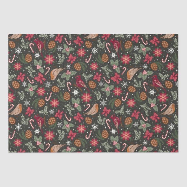 Ditsy Natural Christmas Tissue Paper (Front)