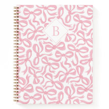 Ditsy Preppy Pink Bow Monogram