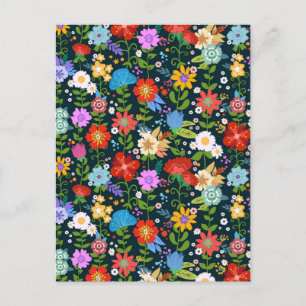 Ditsy seamless Flowers Pattern-13554 Holiday Postcard