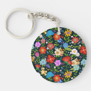 Ditsy seamless Flowers Pattern-13554 Key Ring