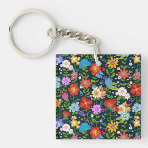 Ditsy seamless Flowers Pattern-13554 Key Ring
