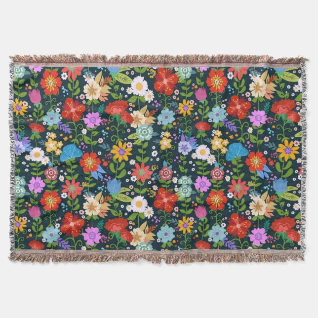 Ditsy seamless Flowers Pattern-13554 Throw Blanket (Front)