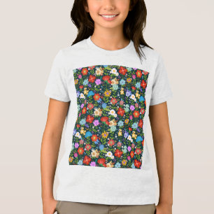 Ditsy seamless Flowers Pattern-13554 Tri-Blend Shirt