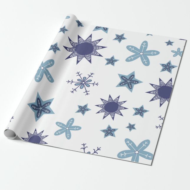 Ditsy Snowflake pattern backgrounds textures Wrapping Paper (Unrolled)