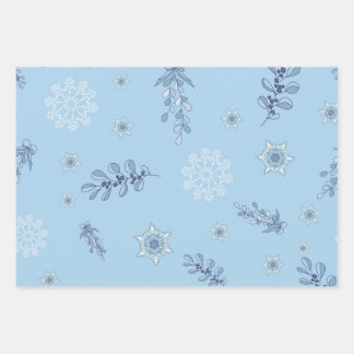Ditsy Snowflake pattern backgrounds textures Wrapping Paper Sheet