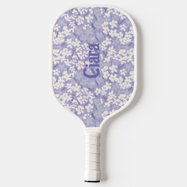 Ditsy Wildflowers Periwinkle Your name - #P240072 Pickleball Paddle (Back)