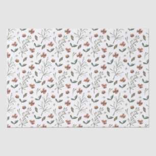 Ditsy Woodsy Sienna Brown and Rose Dogwood Floral Tissue Paper