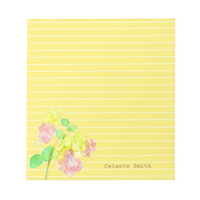 Dittany Of Crete Botanical Personalised Yellow Notepad (Front)